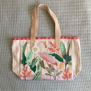 NWT Spartina 449 Beach Tote Lilac Flamingo